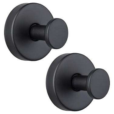 Neknock Suction Cup Hooks for Shower Towel Hooks for Bathroom Kitchen Glass Mirror Tile Stainless Steel Suction Hooks for Hanging Towel Coat Loofah Robe up to 15 lbs 2 Pack Black