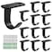Piutouyar 12 Pack Black Screw Mounted Ceiling Hooks Heavy Duty UnderShelf Coat Hook Stainless Steel TowelRobe Clothes Hook Hanger for Cabinet Kitchen Cupboard Bathroom