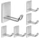 Quavzotu Self Adhesive Hooks Heavy Duty Large Stainless Steel Towel Hooks No Drill Sticky Hooks Long Stick on Shower Wall Hooks for Hanging Hat Coat Key Headphone Silver6Pcs