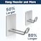 Quavzotu Self Adhesive Hooks Heavy Duty Large Stainless Steel Towel Hooks No Drill Sticky Hooks Long Stick on Shower Wall Hooks for Hanging Hat Coat Key Headphone Silver6Pcs