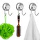 SANNO Double Suction Hooks Suction Cups Vacuum Hook for Flat Smooth Wall Surface Towel Robe Bathroom Kitchen Shower Bath Coat Stainless Steel 2 Pack