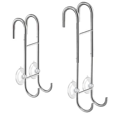 Ofiray-home Shower Door Towel Hooks 2Pack 913 Length Adjustable Hook for Framed Frameless Over the Door Glass Squeegee Holder Towels Hanger for Bath Suits Rozer Robes Loofahs Shavers Silver