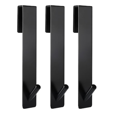 Simtive Extended Shower Door Hooks 7Inch Over Door Hooks for Bathroom Frameless Glass Shower Door Towel Hooks 3Pack Black
