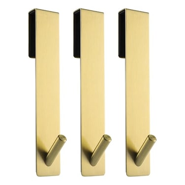 Simtive Extended Shower Door Hooks 7Inch Over Door Hooks for Bathroom Frameless Glass Shower Door Towel Hooks 3Pack Gold