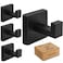 Uopyeri 4 Pack Matte Black Towel Hooks for Bathroom Heavy Duty 33lb Stainless Steel Wall Hooks Modern Square Robe Hook Screw Mounted for Hanging Coats Hats Bags Rustproof Hardware