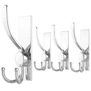 VAEHOLD 4 Pack Stainless Steel Heavy Duty Coat Hooks Multifunctional Practical Hooks for Hanging Bathrobes Coats Towels Backpacks Hats Kitchen Utensils