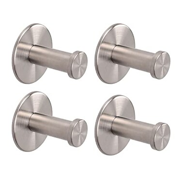 Vanloory Bath Towel Hooks 4 Pack Self Adhesive Coat Hooks Sturdy No Drilling Robe Hook SUS 304 Stainless Steel Heavy Duty Wall Hooks for Bathroom Bedroom Kitchen 2 in Brushed