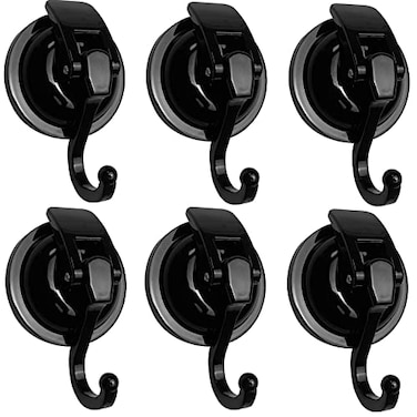 YSSILADI Heavy Duty Vacuum Suction Shower Hooks Glass Suction Cup Bathroom Robe Hooks Reusable No Hole Punched for Garland Decoration Black 6 Pack