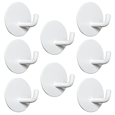 Yukrilt White Adhesive Hooks for Wall No Damage HeavyDuty 15lbMax 8 Packs Sticky Hangers for Hanging Stainless Steel Removable Waterproof Oilproof and Rustproof for Bathroom Kitchen Home