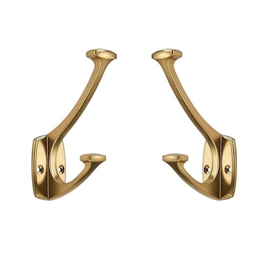 ZAUYX 2 Pack Champagne Brozne Hooks Decorative Heavy Duty Solid Large Coat Hooks for Towel Hanging Coats Robe Wall Mounted Towel Bags Door Back Bathroom Wall Hook