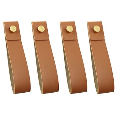 ZZLZX 4PCS Artificial Leather Strap Hangers Wall Mounted Hooks for Towel Bathroom Kitchen Bedroom