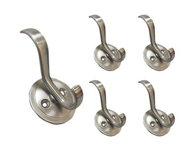 QCAA Zinc Diecast Coat Hook Satin Nickel 5 Pack