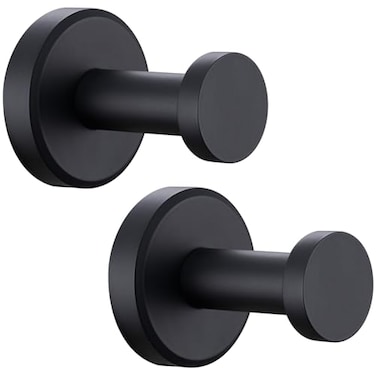 Angle Simple Towel Hooks for Bathroom SUS304 Stainless Steel Coat Robe Hooks Bathroom Hand Towel Hanger for Wall Matte Black 2 Pack