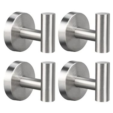 Mdvora 4 Pack Brushed Nickel Towel Hooks SUS304 Stainless Steel Bathroom Hooks for Bedroom Kitchen Hotel Office