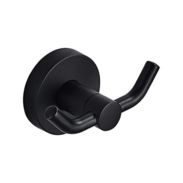 MARMOLUX ACC Black Bathroom Hooks for Towels Modern Black Hooks Double Robe Towel Hooks Ideal as Bathroom Towel Holder Shower Wall Kitchen Hand Towel Holder Shower Hook