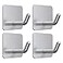 VIS'V VISV Adhesive Hooks Heavy Duty Shower Wall Stick on Hooks Waterproof 2 Extra Adhesive Strips Silver 4 Pcs