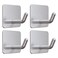 VIS'V VISV Adhesive Hooks Heavy Duty Shower Wall Stick on Hooks Waterproof 2 Extra Adhesive Strips Silver 4 Pcs