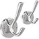 TOFIIGREM Brushed Nickel Wall Hooks Towel Hooks 2 Pack Coat Robe Hook Heavy Duty Bathroom Double Hook Wall Mounted Hand Towel Hooks for Closet Entryway Cubicle Kitchen