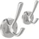 TOFIIGREM Brushed Nickel Wall Hooks Towel Hooks 2 Pack Coat Robe Hook Heavy Duty Bathroom Double Hook Wall Mounted Hand Towel Hooks for Closet Entryway Cubicle Kitchen