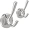 TOFIIGREM Brushed Nickel Wall Hooks Towel Hooks 2 Pack Coat Robe Hook Heavy Duty Bathroom Double Hook Wall Mounted Hand Towel Hooks for Closet Entryway Cubicle Kitchen