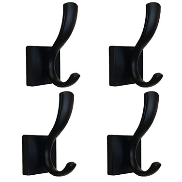 UNHINT Black Towel HooksDouble Towel Robe Clothes Coat HolderHeavy Duty Wall Mount Hooks for Bath Bedroom Kitchen Pool Garage Hotel4 Pack