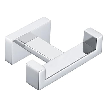 APLusee Square Double Towel Hook 304 Stainless Steel Dual Coat Holder Modern Bathroom Kitchen Storage Hanger Wall Mounted Polished Chrome