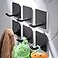 DELITON 6 Pack Towel Hooks for Hanging Adhesive Hooks Stick on Wall for Bathroom Kitchen Heavy Duty Stainless Steel Black