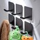 DELITON 6 Pack Towel Hooks for Hanging Adhesive Hooks Stick on Wall for Bathroom Kitchen Heavy Duty Stainless Steel Black