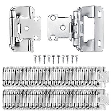 Donanim 12 Overlay Partial Wrap Around Self Closing Hinges 25 Pairs50 Pcs for Face Frame Kitchen Cabinets Brushed Nickel