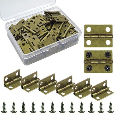 HKACSTHI 100 Pieces Small Hinges for Wooden Box Bronze Mini Hinges Tiny Hinge for Jewelry Box Mini Cabinet and Crafts