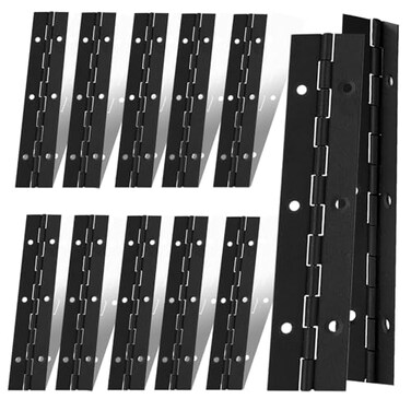 High-PQ 12PCS 6Inch Black Continuous Piano Hinges 12 Open Width Heavy Duty Piano Hinge with Holes 304 Stainless Steel 004 Folding Hinges for Storage Boxes Cabinets Door Piano