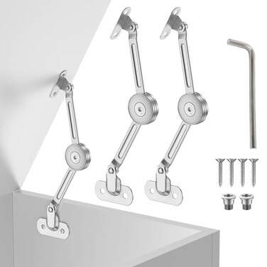 XBLWIN 2 Pack lid Fixed Hinges for 50 lb Wooden Boxes Toy Box Soft Closing lid Support Hinges Heavy Duty Upper Cabinets RV Cabinets up and Down in The Range of 0110