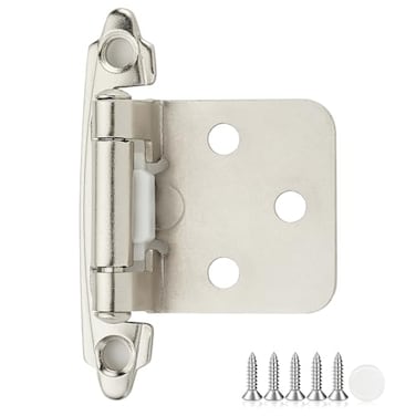 Ravinte Decor 8 Pack 4 Pair Brushed Nickel Cabinet Hinges 12 inch Overlay Kitchen Cabinet Hinges SemiConcealed Hinges Self Closing Cabinet Door Hinges with Door Bumper Silver Face Mount Cabinet Hardwa