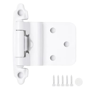 Ravinte Decor 8 Pack 4 Pair White Cabinet Hinges 38 inch Inset Kitchen Cabinet Hinges SemiConcealed Hinges Self Closing Cabinet Door Hinges with Door Bumper Flush Face Mount Cupboard Hardware