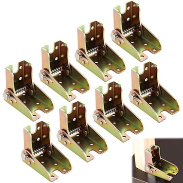 ABuff 8 Pack Self Lock Folding Hinge 090 Degree Folding Leg Support Bracket Foldable Locking Hinges for Folding Table Legs Bed Leg WorkbenchGold