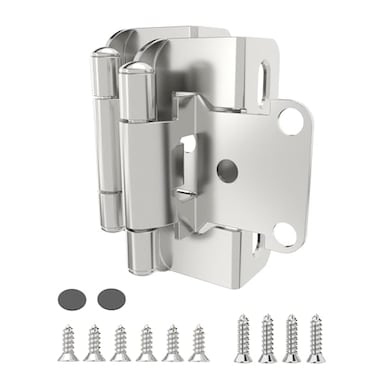 Chibery 10 Pack 12 inch Overlay Semi Partial Wrap Around Cabinet Hinges Self Closing Face Frame Variable Decorative Replacement Kitchen Hardware with Screw Quiet Bumper Satin Nickel