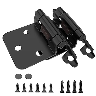 Chibery 12 Overlay Cabinet Hinges 10 Pack Self Closing Flush Mount Hinges with Door Bumper Variable Decorative Hardware for Bathroom Furniture Kitchen Cabinet Doors Matte Black