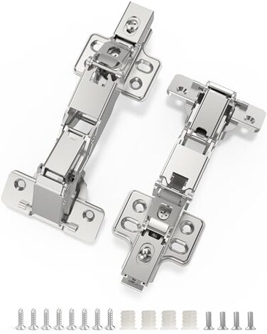 Chibery 2 Pack 165 Degree Soft Close Kitchen Corner Hinges Lazy Susan Cabinets Frameless Clip On Plate for Easy Installation Hidden Face Mount 3D Concealed Slow Self Closing for Folden Cupboard