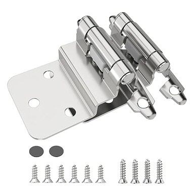 Chibery 38 Inch Inset Cabinet Hinges 10 Pack Self Closing Flush Face Mount Hinges with Door Bumper Variable Decorative Hardware for Bathroom Furniture Kitchen Cabinet Doors Brushed Nickel