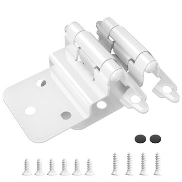 Chibery 38 Inch Inset Cabinet Hinges 3 Pairs6 Pack Self Closing Flush Face Mount Hinges with Door Bumper Variable Decorative Hardware for Bathroom Furniture Kitchen Cabinet Doors White