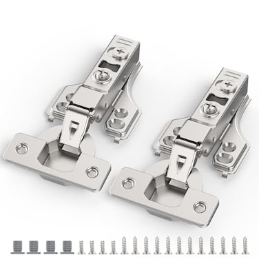 Chibery 4 Pack 14 Partial Overlay Soft Close Concealed Hinge for Face Frame Frameless Door 3D Adjustment Clipon Plate Slow Self Closing Hidden Satin Nickel 105 Stainless Steel Hinges 38