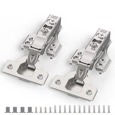 Chibery 4 Pack 34 Full Overlay Soft Close Concealed Hinge for Face Frame Frameless Door 3D Adjustment Clipon Plate Slow Self Closing Hidden Satin Nickel 105 Stainless Steel Hinges 58