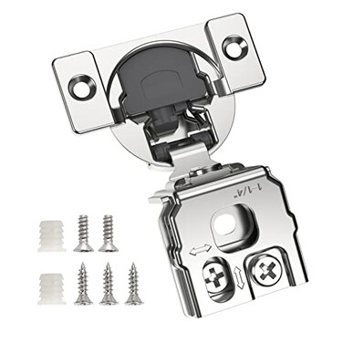 Chibery 6 Pack 114 Overlay 3D Soft Close Concealed Hinge for Face Frame Door Satin Nickel Hidden 105 Open Angle Stainless Steel Hinge for Kitchen Cabinet Door