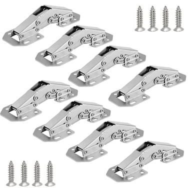 Cionyce 8 Pack Hidden Cabinet Hinges Surface Mount 4 inch Stainless Hinges Concealed for Cupboard