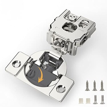 FURNIWARE Closing Speed Control 2 Pack 1 Inch Overlay Soft Close Hinges for Face Frame Cabinet 4D Adjustment Stainless Steel Kitchen Cabinet Hardware 105 Open Concealed Self Closing Hinge
