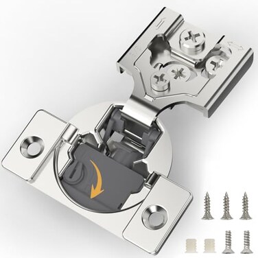 FURNIWARE Closing Speed Control 2 Pack 38 Inch Overlay Soft Close Hinges for Face Frame Cabinet 4D Adjustment Stainless Steel Kitchen Cabinet Hardware 105 Open Concealed Self Closing Hinge