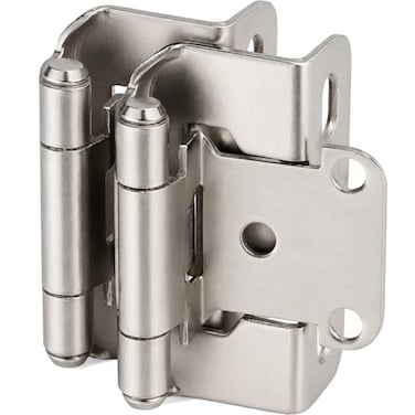 DecoBasics Decobasics 20 Pack 12 Overlay Brushed Nickel Cabinet Hinges for Cabinet Doors 10 Pairs SelfClosing SemiWrap Face Frame Hinges for Cupboard Kitchen Doors wScrews Quiet Bumpers