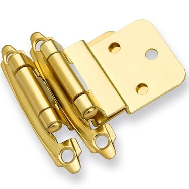 DecoBasics 38 Inset Cabinet Hinges Gold 25 Pair 50 Pcs Offset Self Closing Cabinet Hinges for Kitchen Cabinets Brass Plated wSilicon Bumpers Upgraded Screws