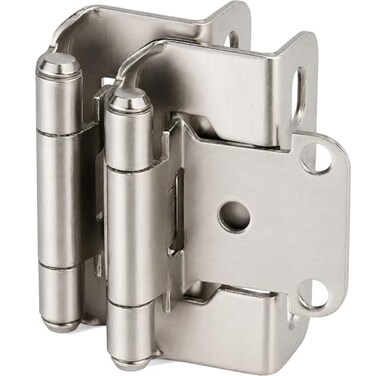 DecoBasics Decobasics 50 Pack 12 Overlay Brushed Nickel Cabinet Hinges for Cabinet Doors 25 Pairs SelfClosing SemiWrap Face Frame Hinges for Cupboard Kitchen Doors wScrews Quiet Bumpers