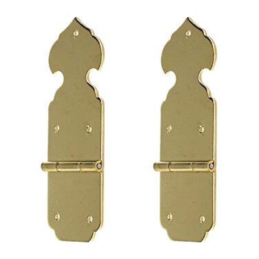 Faotup 2Pcs Small Brass Hinges Decorative Heavy Duty Strap Hinges Gold 334x118x015